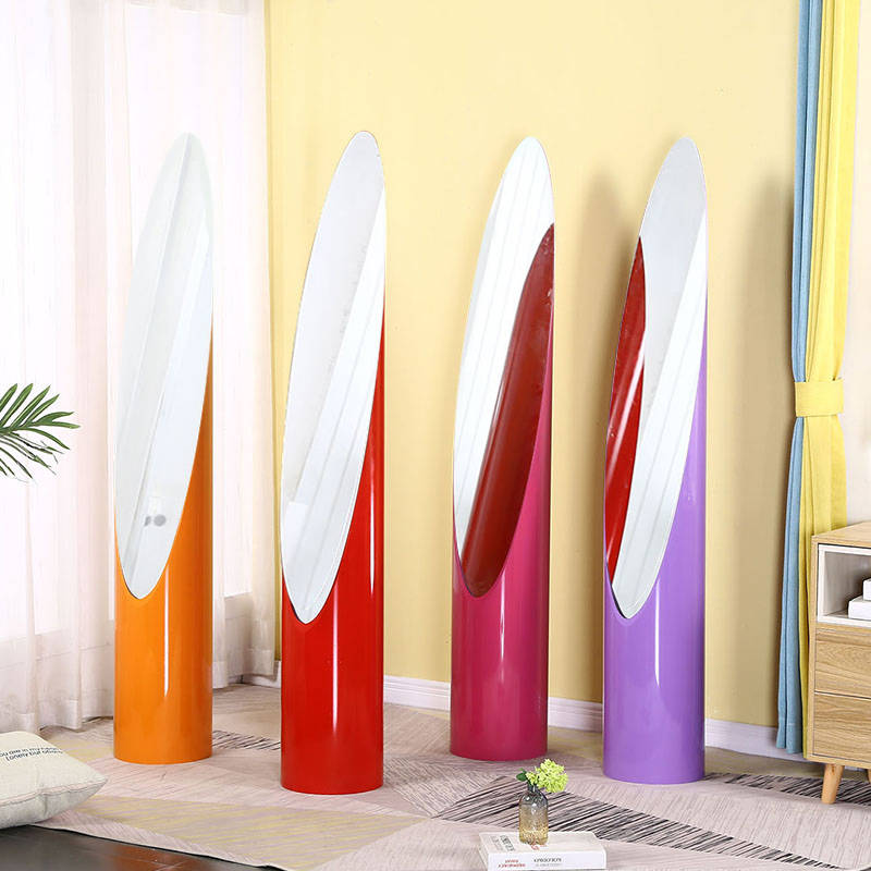 Full Body Floor Mirror Simple Fitting Barrel Lipstick Mirror with Metal Frame for Clothing Store Glass Material - WOSEN Mirror