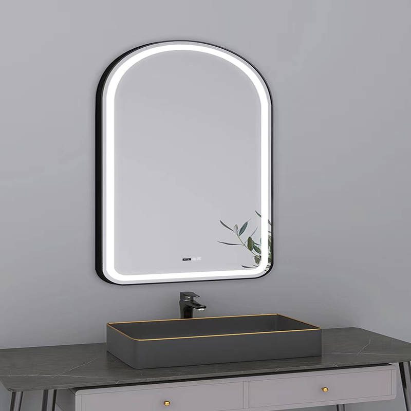 bxp1l210ppu2157.jpg Smart Arch LED Illuminated Bathroom Mirror with Aluminum Frame Wall Hanging Cosmetic Toiletries Mirror for Hotel Use - WOSEN Mirror