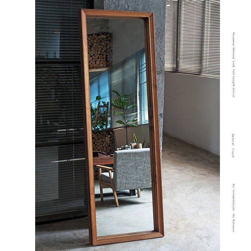 c105rwdno2j19347.jpg Nordic Retro Design Solid Wood Dressing Floor Mirror Modern Style Wall Hanging Fitting High-End Customization Decorative Purpose - WOSEN Mirror