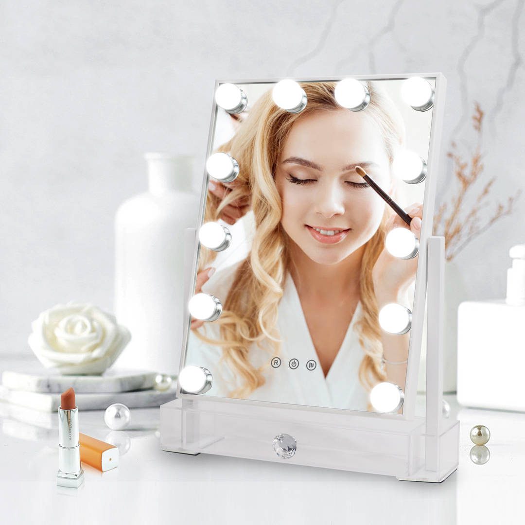 c10tqdctabl7024.jpg Vanity Mirror Lighted Hollywood Style With Smart Touch Screen Dimmer Cosmetic Led Bulbs for Makeup Dresser With Mirror - WOSEN Mirror