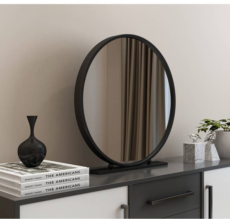 c30xp4dcoab5294.jpg Nordic Hair Salon Round Make-up Mirror Desktop Bedroom Desktop Princess Dressing Table Mirror Iron Single-sided Beauty Mirror - WOSEN Mirror