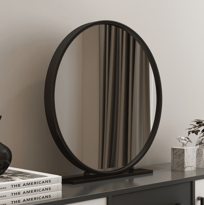 cknezbxgngo5290.png Nordic Hair Salon Round Make-up Mirror Desktop Bedroom Desktop Princess Dressing Table Mirror Iron Single-sided Beauty Mirror - WOSEN Mirror