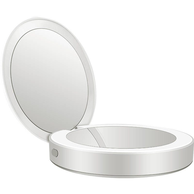 cpuasf2qa3f6685.jpg Round Shape Portable Double Sides LED Light Small Makeup Pocket Mirror with Power Bank for Charge to Cell Phone Makeup Mirror - WOSEN Mirror