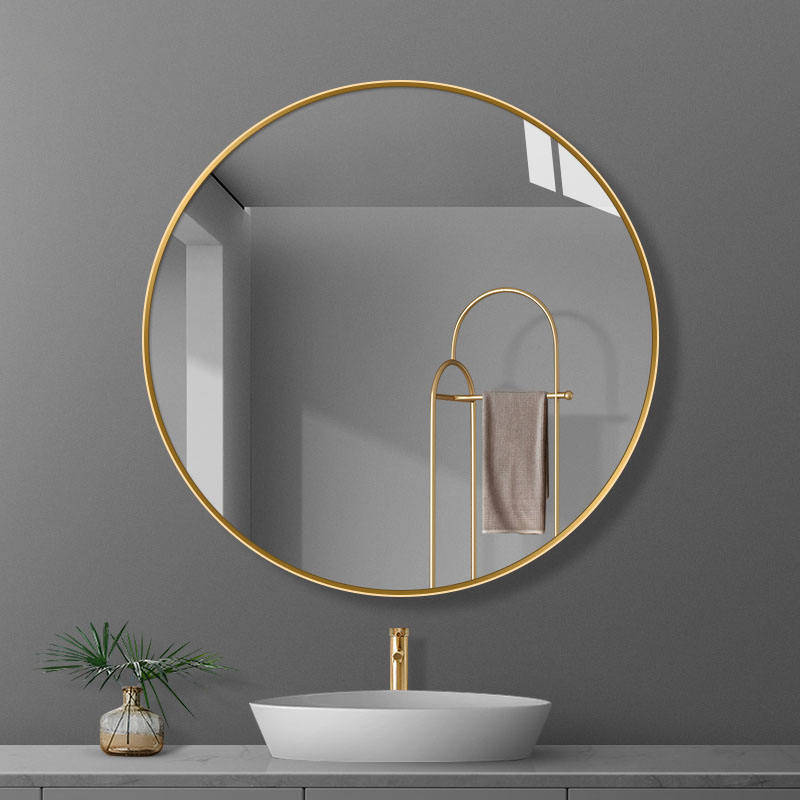 Modern Luxury Large Circle Wall Mirror Industrial Style Thick Metal Decorative Mirror for Home Living Room or Bathroom - WOSEN Mirror