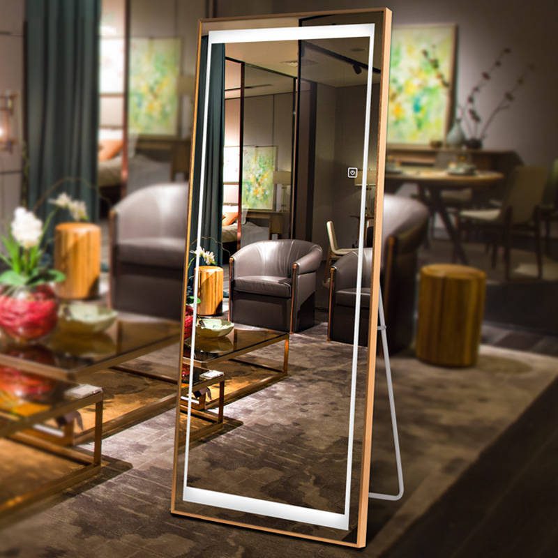 cv2nve5wyzg17031.jpg Aluminum Alloy Frame Wall Mounted Dressing Mirror Led With Light Household Full Body Mirror Clothing Store Floor Mirror - WOSEN Mirror