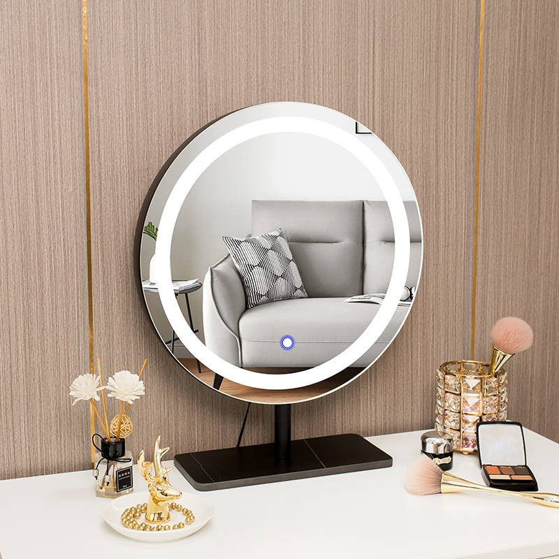 cw0g41s4zit5424.jpg Modern Style Mini Desktop Vanity Mirror Portable LED Makeup Mirror Rose Shape Digital Touch Sensor Personalized Metal Plastic - WOSEN Mirror