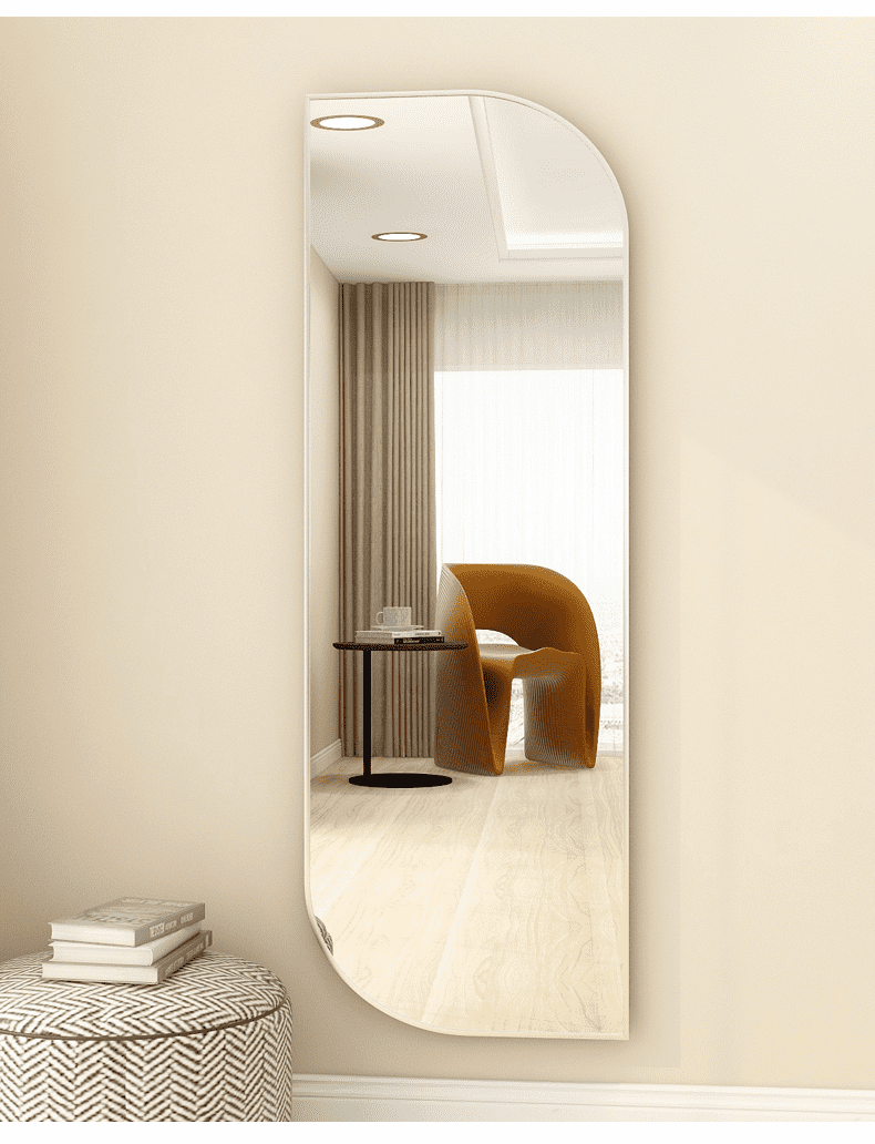 czijcq0ogy39911.png Wall Mounted Willow Leaf Shaped Stainless Steel Frame Wall Mirror for Living Room Bedroom - WOSEN Mirror