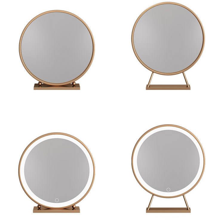 d3ezvo1hmy57968.jpg Desktop LED Mirror Desktop Makeup Mirror Golden Metal Frame LED Light Round Mirror with Light That Can Light up - WOSEN Mirror