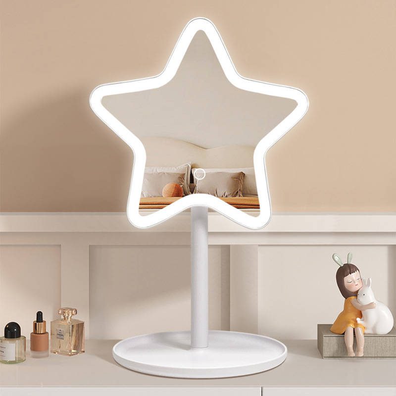 dbf2o3xag236513.jpg Star Shaped LED Makeup Mirror with Touch Screen Desktop Fill Light Small Mirror Ins Style Portable LED Dressing Vanity Mirror - WOSEN Mirror