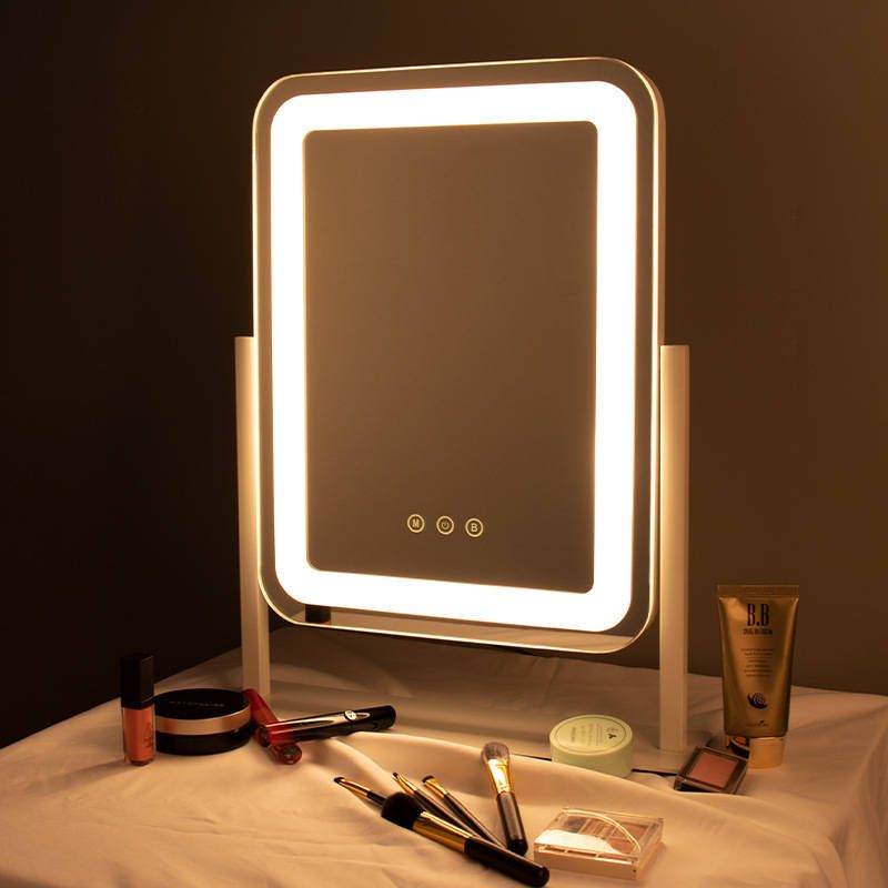 dervy10kw2v6943.jpg Wholesale Vanity Mirror With Smart Led Touch Screen 360 Degree Rotating Filleted Corner Intelligent Makeup Mirror Table Standing - WOSEN Mirror
