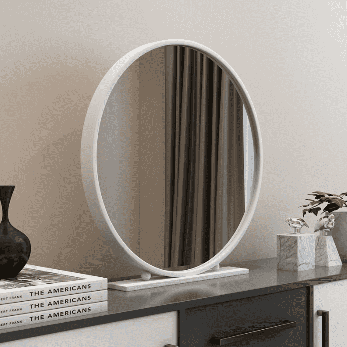 dlc4rpzqit15292.png Nordic Hair Salon Round Make-up Mirror Desktop Bedroom Desktop Princess Dressing Table Mirror Iron Single-sided Beauty Mirror - WOSEN Mirror