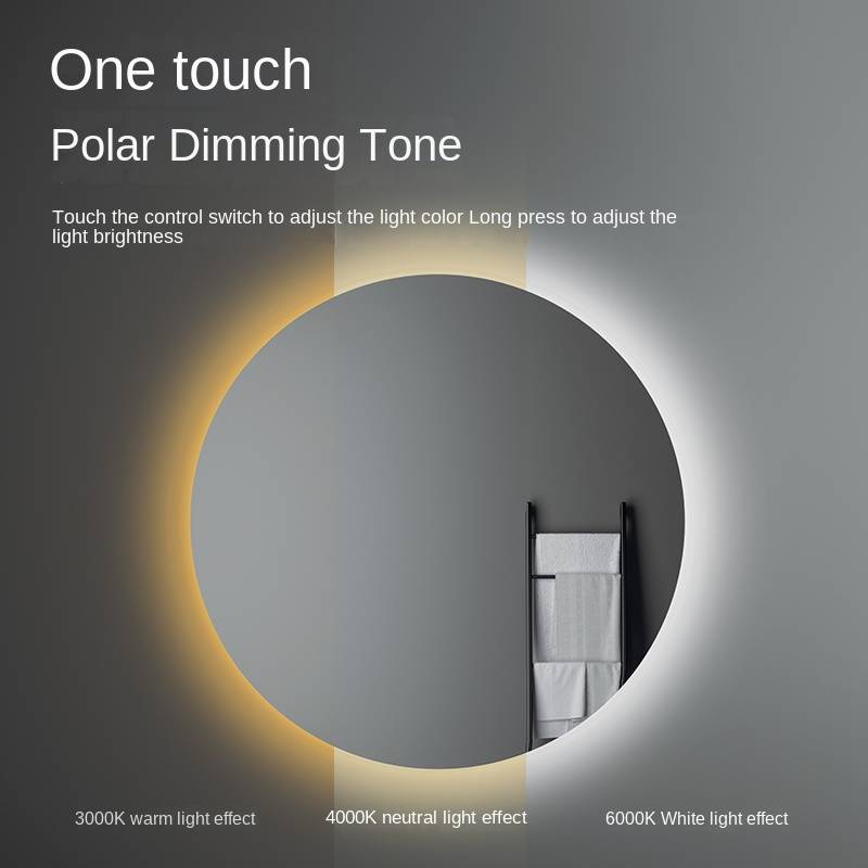 e5foq14bcyu3577.jpg Smart round Anti-Fog Touch Screen LED Bathroom Mirror Wall Hanging Induction Glass with LED Lamp for Toilets - WOSEN Mirror