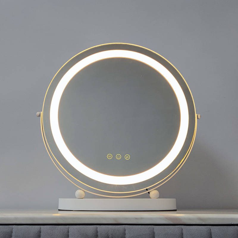 e5qxurp0r4t7177.jpg Best Selling Table Desktop Makeup Mirror Metal Frame LED Light Round Vanity Mirror With Touchscreen Lights That Can Light up - WOSEN Mirror