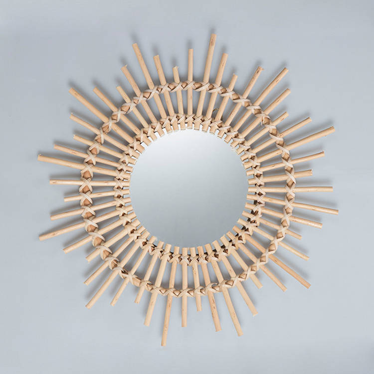 Handmade Rattan Vanity Makeup Mirror Decorative Mirror Round Wall Mirror - WOSEN Mirror