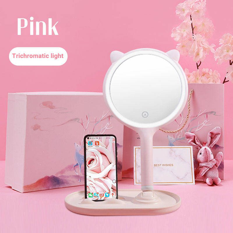 eccglncejnz6484.jpg Portable Cat-Shaped Smart Vanity Mirror Delicate LED Handheld Cosmetic Makeup Glass Mirror - WOSEN Mirror