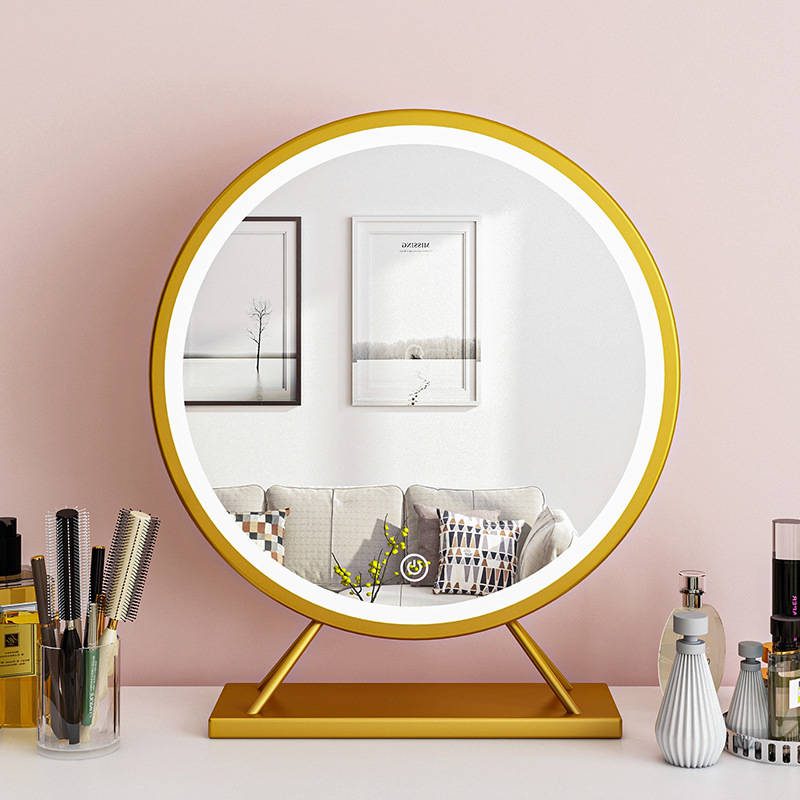 Led Smart Round Salon Mirror with Lampstand Desktopled Table Makeup Mirror Cosmetic Mirror Traditional - WOSEN Mirror