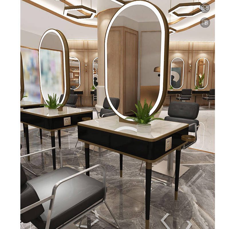 ejg0zlcbyra4349.jpg Wholesale Good Price Beauty Salon Oval Desktop Barber Salon Mirror With Led Lights Equipment Styling Mirror Glass Framed - WOSEN Mirror