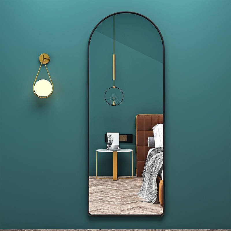 ejq0hcci2ik16537.jpg Modern Gold Aluminum Frame Full-Size Dressing Room Wall Mirror Elegant Oval Design Home Hotels Full-Length Floor Mirror Glass - WOSEN Mirror