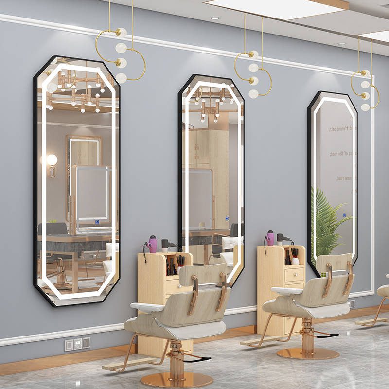 Internet Trendy Octagonal Single Sided LED Touch Wall Mounted Hairdressing Glass for Salon and Barber Shop Use - WOSEN Mirror