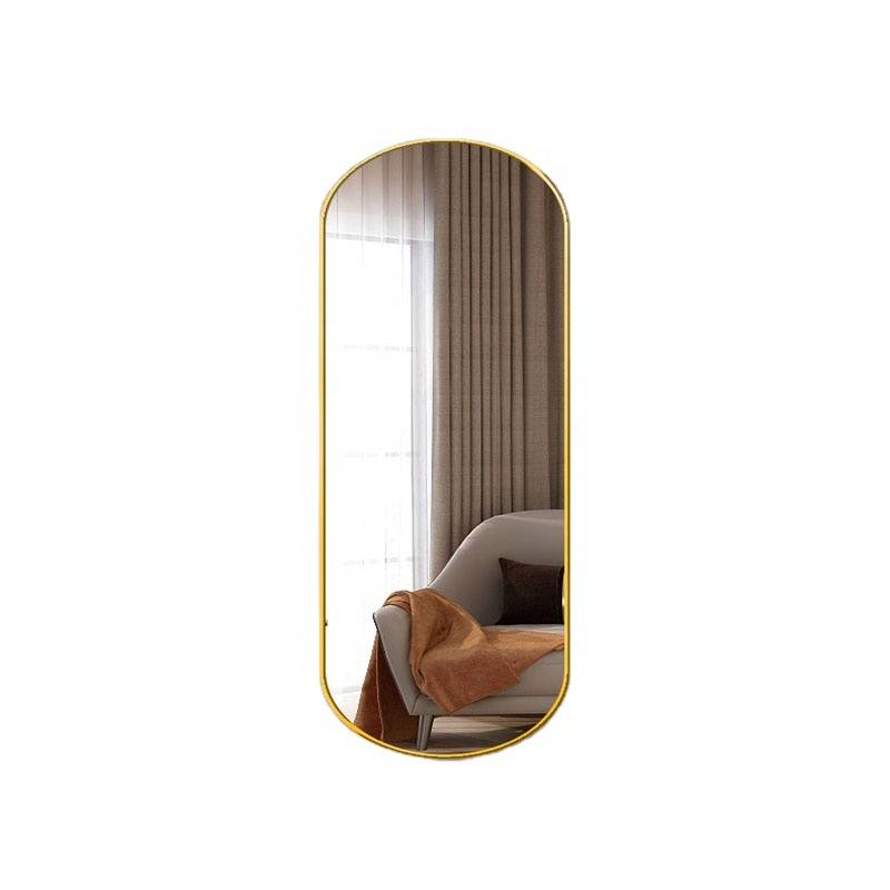 Modern Long Body Dressing Wall Mirror Aluminum Alloy Frame Oval Ground Plate Door Bathroom Wall Mounted Decorative Metal Mirror - WOSEN Mirror
