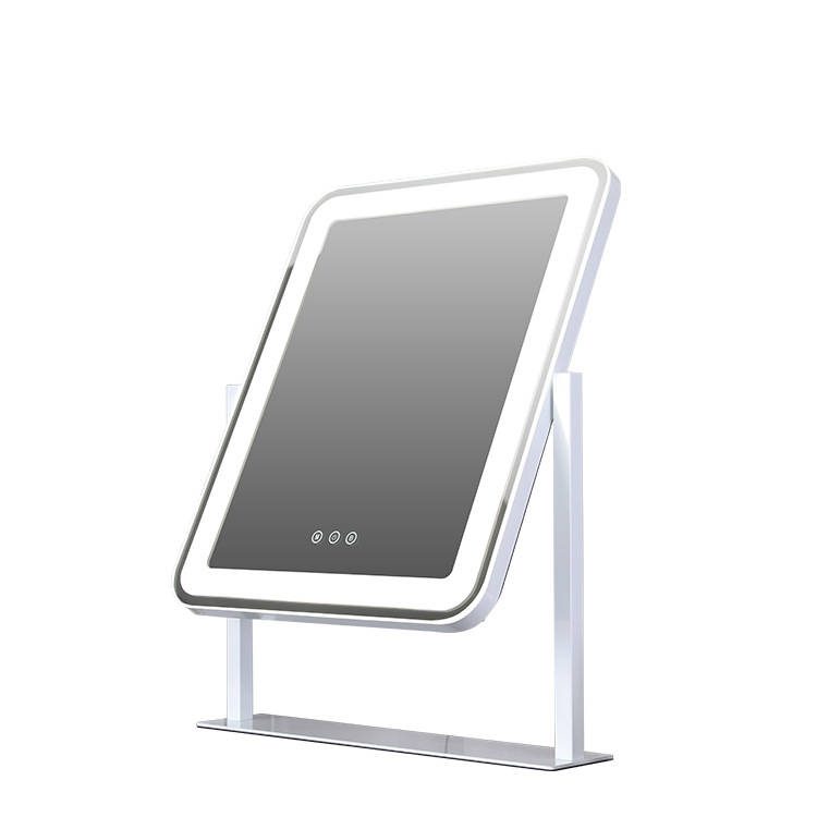 fdfsgs2x5ya6945.jpg Wholesale Vanity Mirror With Smart Led Touch Screen 360 Degree Rotating Filleted Corner Intelligent Makeup Mirror Table Standing - WOSEN Mirror