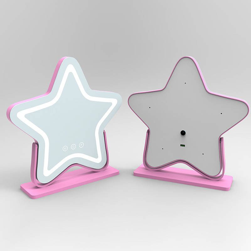 flzxdzcsajv6627.jpg Factory Customized Star Shape Hollywood Makeup Mirror Intelligent Three Color Dimming Desktop LED Vanity Mirror with Light - WOSEN Mirror