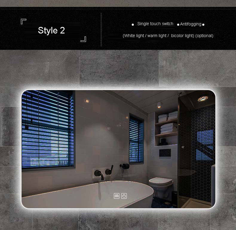 fqih240h1dd3554.jpg Wholesale Etl Ip44 Rated Modern Hotel Anti Fog Touch Switch Mirror Wall Hanging Bathroom Mirror With Led Light - WOSEN Mirror