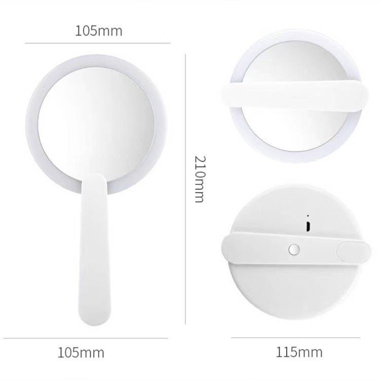 fsx05ecrldl8074.jpg Mini Led Mirror Pocket Cosmetic Makeup Foldable Custom Led Hand Mirror Compact Hand Held Mirror With Lights Round Silver - WOSEN Mirror
