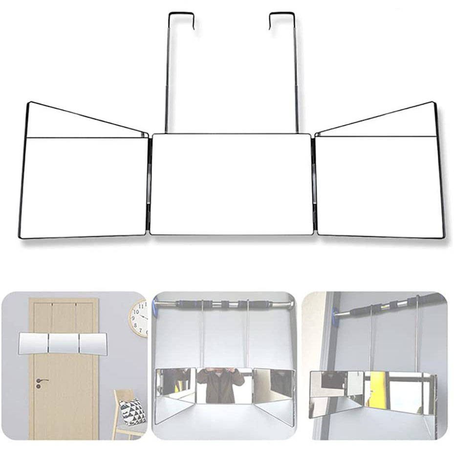 ftpadnhhyvv3930.jpg Self Haircut Shaving Mirror with Led Light Hair Dressing Mirror 3 Way Trifold 360 Degree Salon Mirror Wall Mounted - WOSEN Mirror
