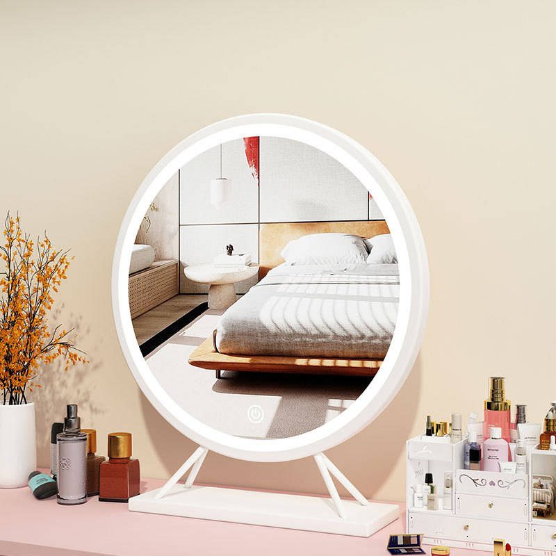 gevawh51gba8456.jpg Led Smart Round Salon Mirror with Lampstand Desktopled Table Makeup Mirror Cosmetic Mirror Traditional - WOSEN Mirror