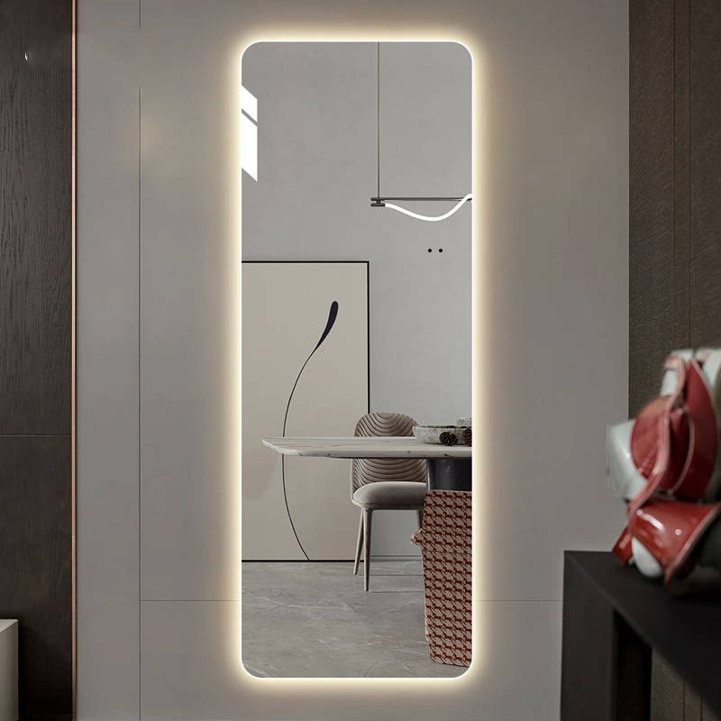 Wall-Mounted LED Intelligent Full-Length Rectangular Mirror Minimalist Style Glass with Defogging for Closet Use - WOSEN Mirror