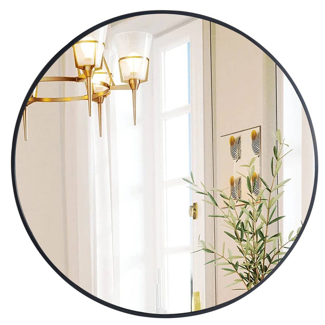 Simple Household Bathroom Mirror Gold Round Wall Mirror for Hotel Aluminum Alloy Framed Wall Mounted Mirror - WOSEN Mirror