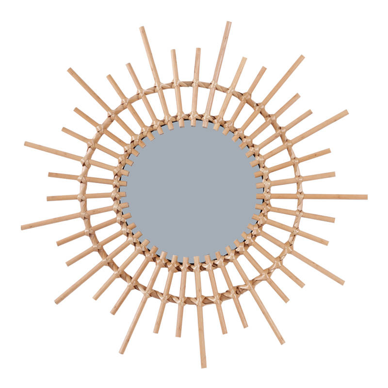 Custom Simple Design Decorative Wall Hanging Rattan Makeup Mirror Black Gold Vintage Nordic Art Deco for Everyday Use for Hotels - WOSEN Mirror