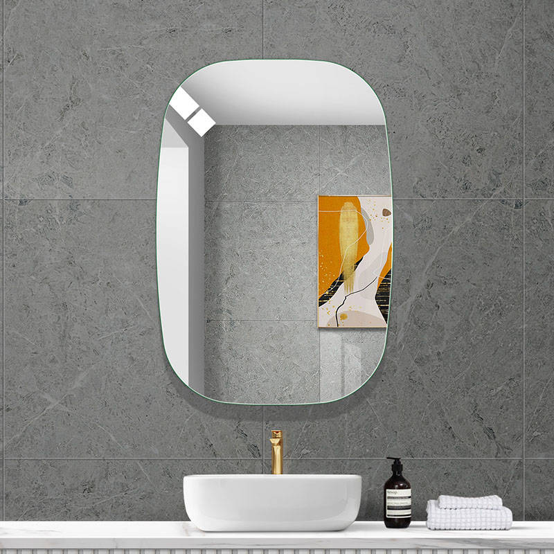 gtwcbkabzle3859.jpg Modern Style Frameless Bathroom Wall Mount Mirror Large Explosion-Proof Corner Hanging with Illuminated Feature for Hotels - WOSEN Mirror