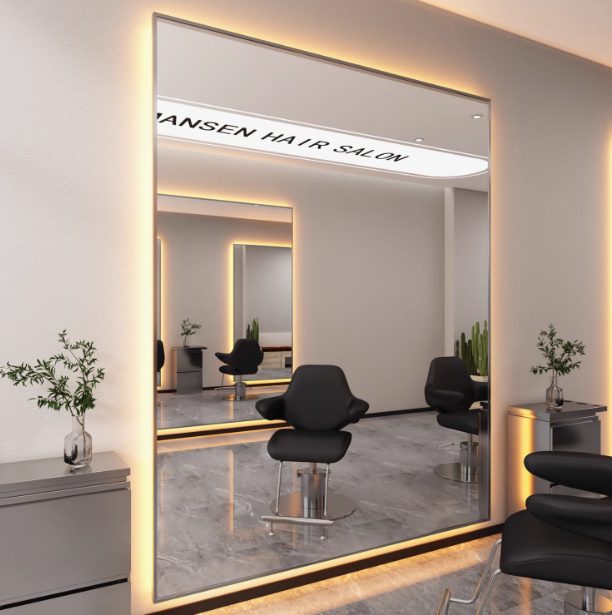 hauhgskcncd4397.png Trendy Internet Celebrant LED Mirror Special Salon Lights Single Double Wall Hanging Floor Hair Cutting Table for Barber Shop - WOSEN Mirror