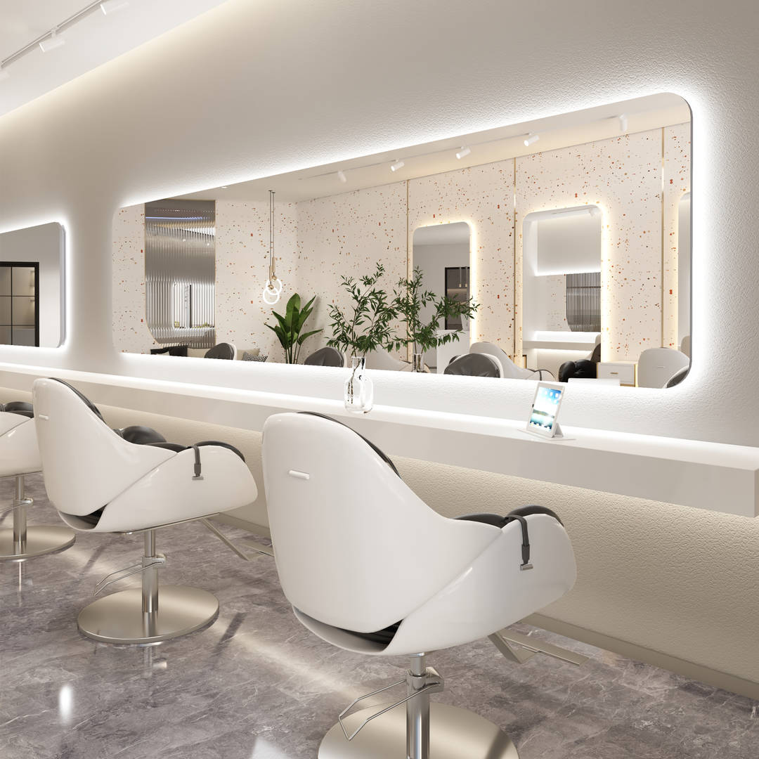 Customizable Simple Large Horizontal Hanging Rectangular LED Mirror with Optional Touch Switch for Barber Shop Salon Use - WOSEN Mirror