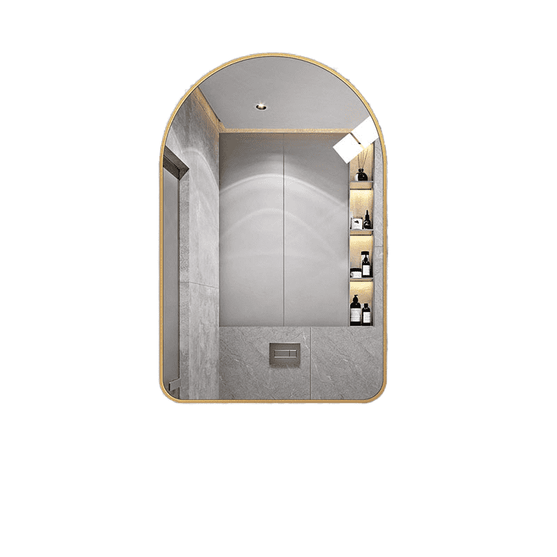 Arch Modern Home Decor Wall Hanging Metal Frame Mirror Large Black Gold Brushed with Illuminated Feature for Hotel Use - WOSEN Mirror