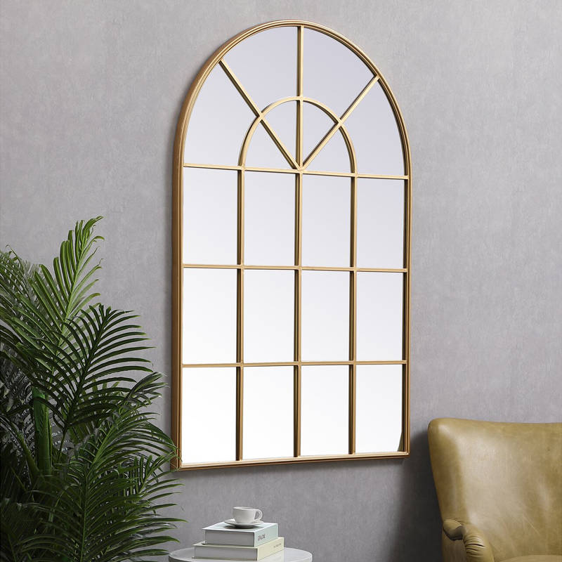 Custom European Style Window Mirror Hotel Wall Hanging Wall Decoration Wrought Iron Window Mirror - WOSEN Mirror