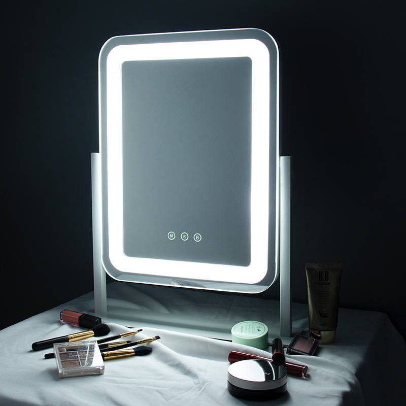 Wholesale Vanity Mirror With Smart Led Touch Screen 360 Degree Rotating Filleted Corner Intelligent Makeup Mirror Table Standing - WOSEN Mirror