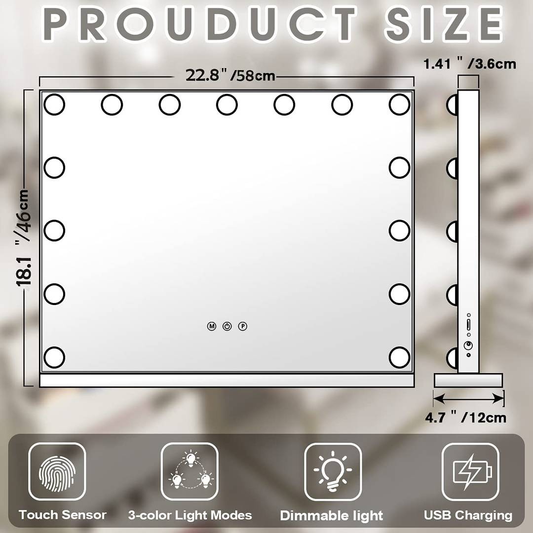 ijd1pyrdysb5653.jpg LED Dimming Hollywood Makeup Lighting Mirror, Suitable for Dressing Room Desktop Wall Mounted - WOSEN Mirror