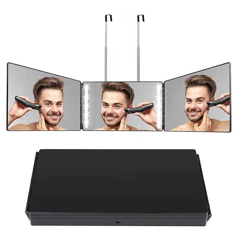 iogcb1qhiid3929.jpg Self Haircut Shaving Mirror with Led Light Hair Dressing Mirror 3 Way Trifold 360 Degree Salon Mirror Wall Mounted - WOSEN Mirror