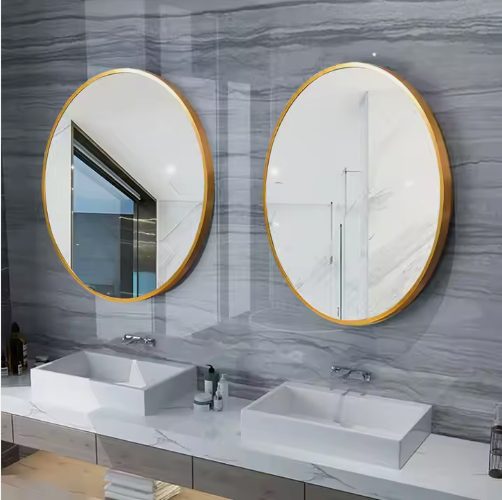 j410tq53yhz3123.png Modern round Wall Mounted Bathroom Vanity Mirror Black Aluminum Alloy Hanging Glass Manufactured by Mirror Manufacturers - WOSEN Mirror