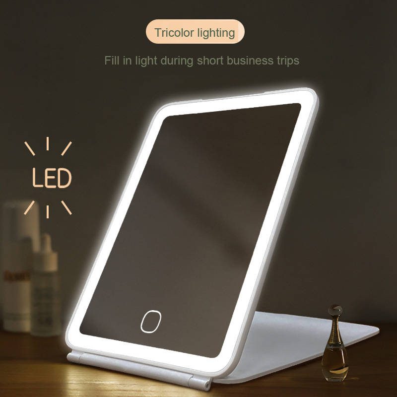 jbz1cgyxts06780.jpg Portable Light Carrying Flat Vanity Mirror with Light LED Smart Touch Screen Filling USB Charging square Small Makeup Mirror - WOSEN Mirror