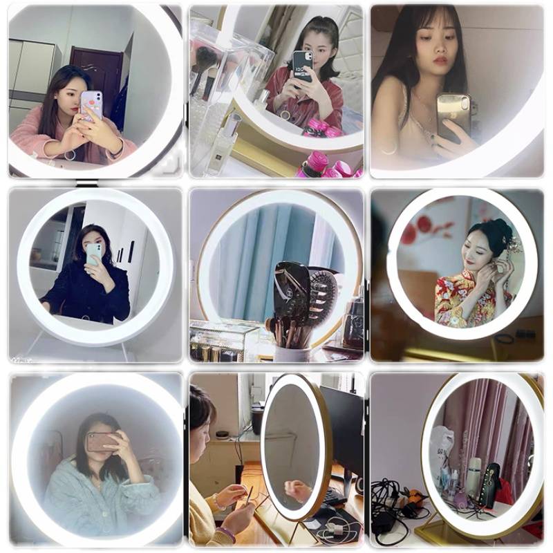 jgqhqoseyvi7774.jpg Smart Charging Mirror Cosmetic Mirror Desktop Led With Fill Light Net Red Ins Light Luxury Luminous Dressing Mirror - WOSEN Mirror