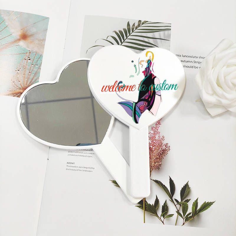 Factory Wholesale Pocket Mini Heart Shaped Makeup Mirror Portable Vanity Hand Held Mirrors with Custom Logo Cosmetic - WOSEN Mirror