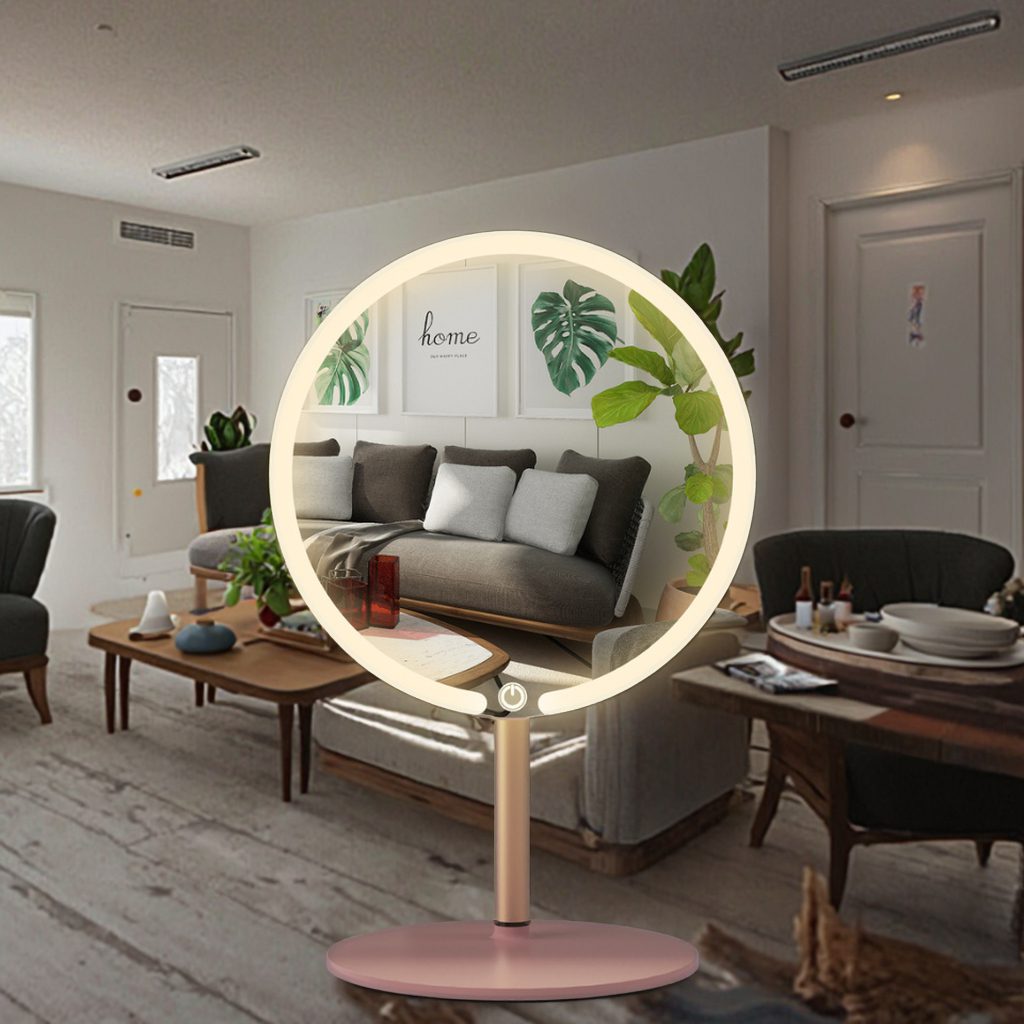 jnaiqefyghf6079.png Internet Celebrity High-End Rechargeable LED Makeup Mirror Modern Design Style with Three-Color Plate Dish - WOSEN Mirror