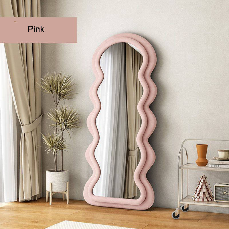 jt1siozqfrl15088.jpg Modern Irregular Special Wavy Shaped Mirror High Definition Soft Fabric Frame Mirror Decorative Full Length Floor Wall Mirror - WOSEN Mirror