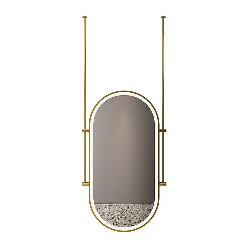 Nordic Modern Design Luxury Smart Mirror Oval Illuminated Bathroom Hanging Ceiling Metal Frame Wall Mounted for Home Hotel - WOSEN Mirror