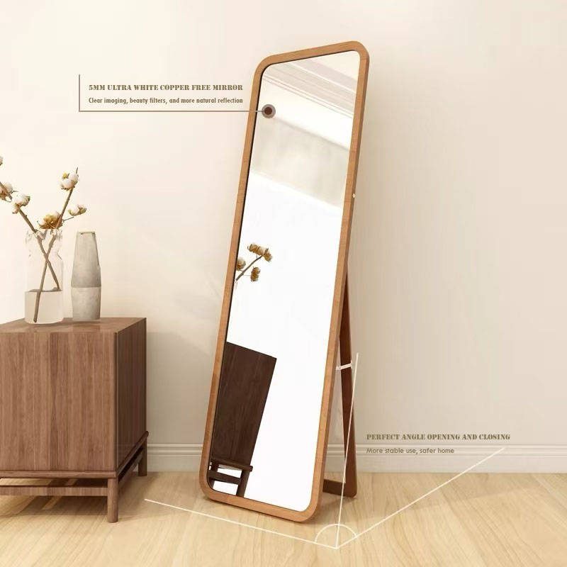 k32lpp4lek219601.jpg Female Household’s Ins Style Girls’ Solid Wood Wall Large Floor Mirrors Full-Length Mirror with Glass for Bathroom Use - WOSEN Mirror
