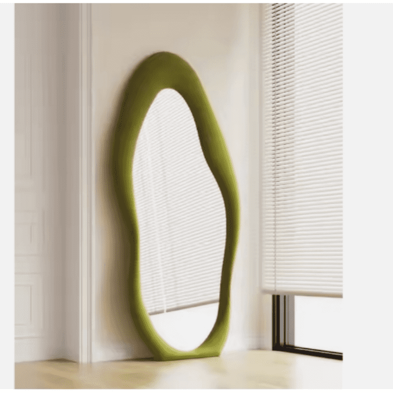 k4qdalu224t15552.png Floor Full Length Body Dressing Espejos Beige Purple Green Lint Velvet Wooden Frame Standing Mirror Wall Hanging Mirror - WOSEN Mirror